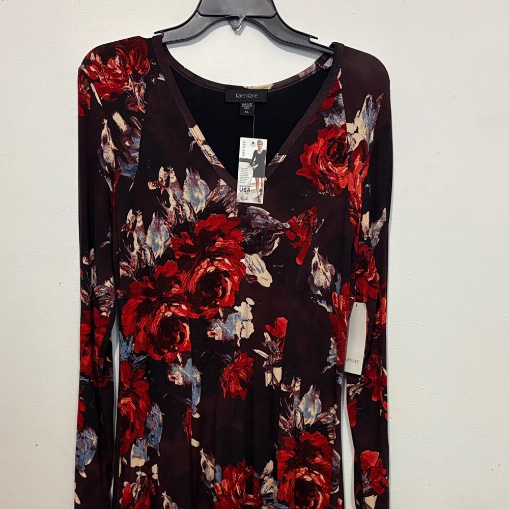 Karen Kane Dark Floral Long Sleeve Dress